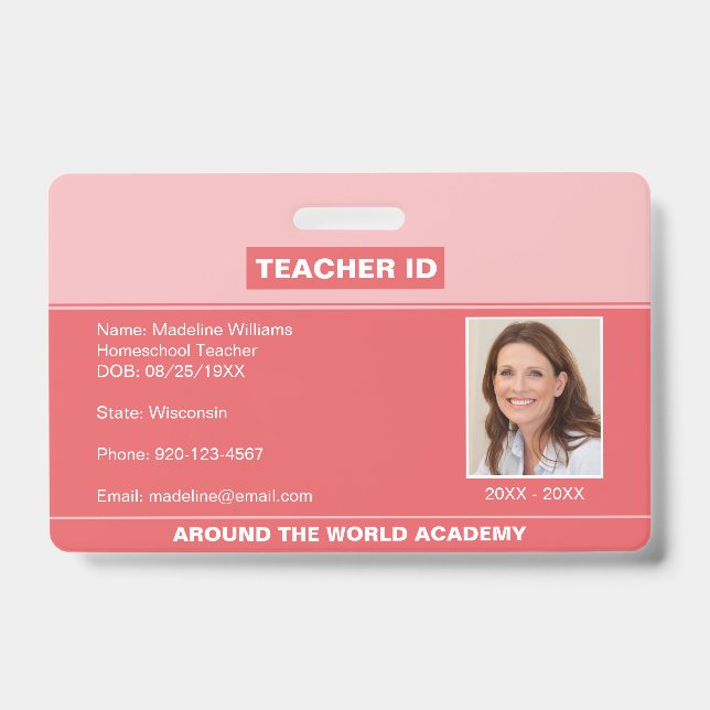 Crachá de ID de Professor de Ensino Domiciliar Blu (Frente)