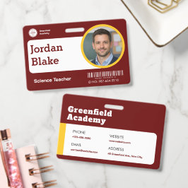 Crachá de ID de Professor Personalizado com Logoti