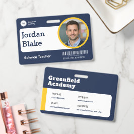 Crachá de ID de Professor Personalizado com Logoti