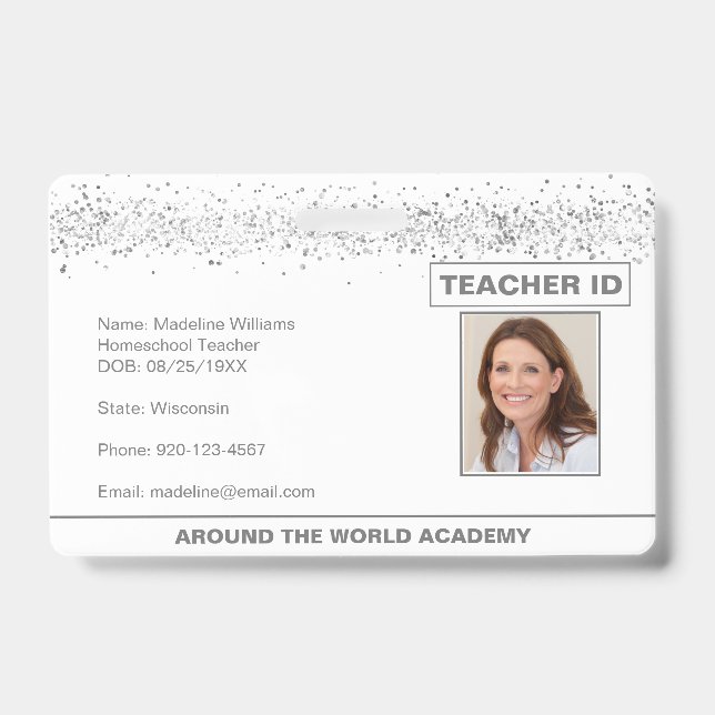 Crachá de ID de Professora da Escola Secundária Gl (Frente)