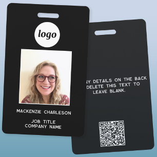 Crachá de ID de QR Code com Foto de Logotipo Simpl