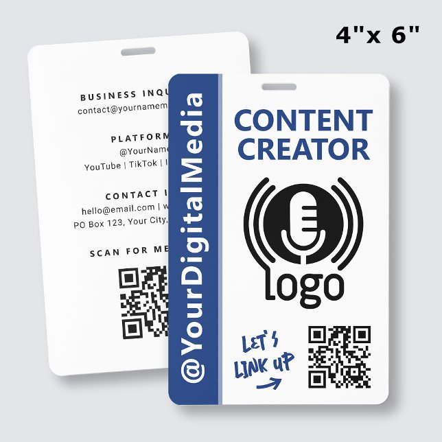 Crachá de ID de Rede de Criador de Conteúdo Modern (Criador carregado)