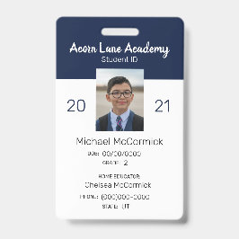 Crachá de ID do Estudante da Escola Doméstica do M