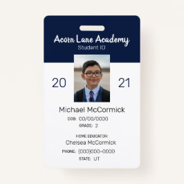 Crachá de ID do Estudante da Escola Doméstica do M