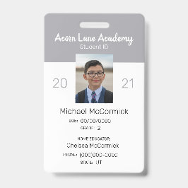 Crachá de ID do Estudante da Escola Homóloga da Ci