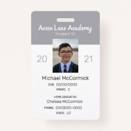 Crachá de ID do Estudante da Escola Homóloga da Ci