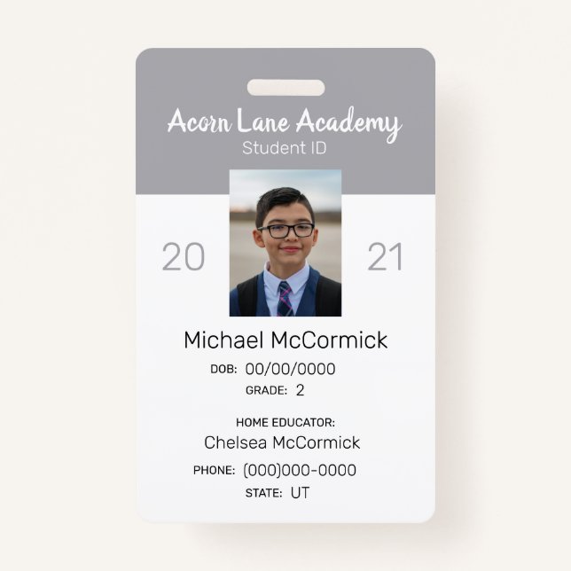 Crachá de ID do Estudante da Escola Homóloga da Ci (Frente)