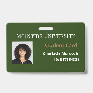 Crachá de ID do estudante da Universidade McIntire