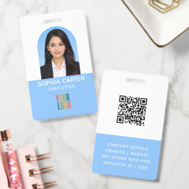 Crachá de ID do Funcionário com Código QR de Logo 