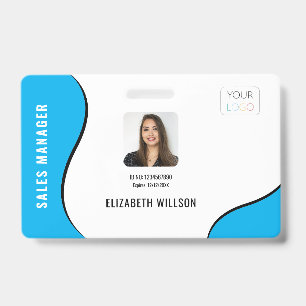 Crachá de ID do funcionário com foto de logotipo c
