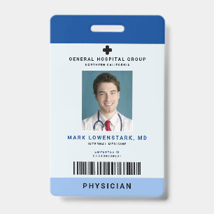 Crachá de ID do Funcionarios Médico Vertical + C