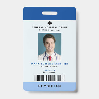 Crachá de ID do Funcionarios Médico Vertical + Cód