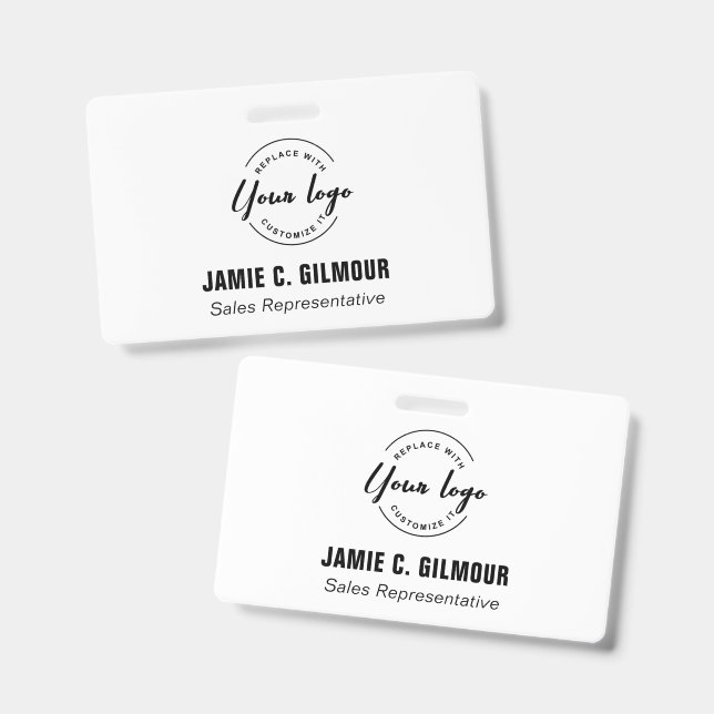 Crachá de ID Logotipo Empresarial Funcionário Simp (Frente e verso)