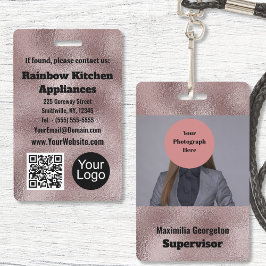 Crachá de ID Metálico Cor-de-Rosa Escuro