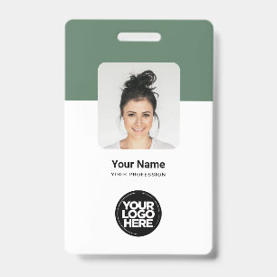 Crachá de ID Moderno Personalizado Verde Sage para