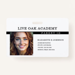 Crachá de ID Pai da Escola Doméstica   Preto Etern