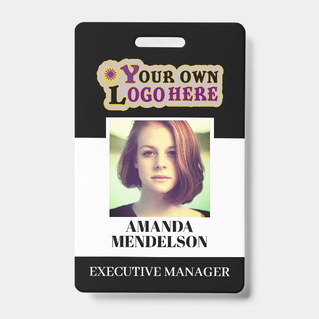 Crachá de ID personalizado com foto e logotipo de  (Frente)