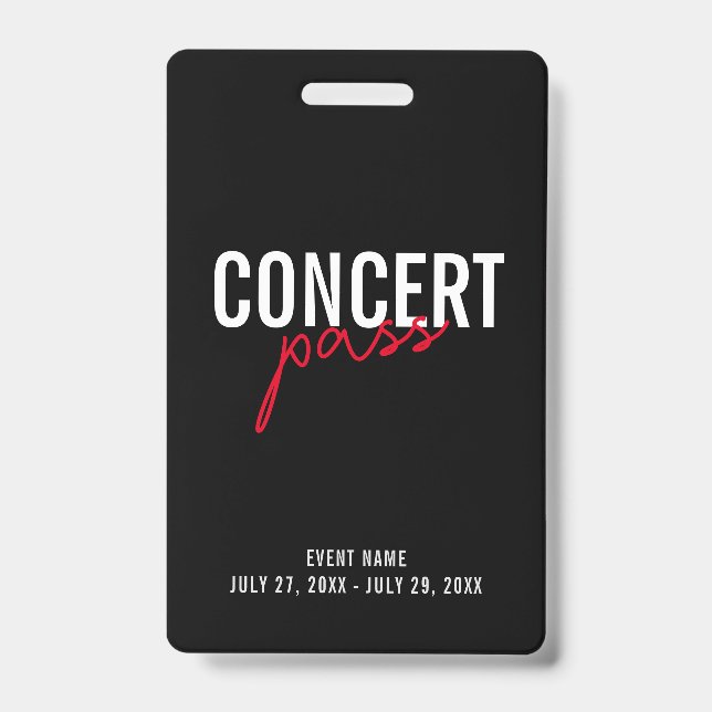 Crachá de ID Personalizado de Ingresso para Show V (Frente)