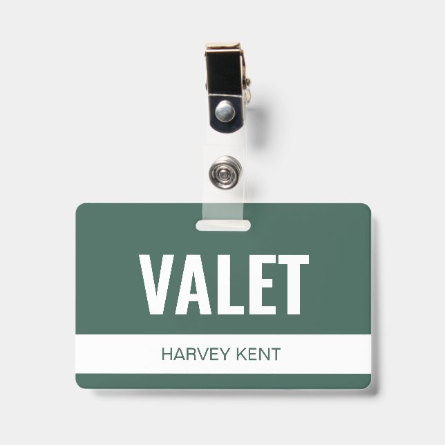 Crachá de ID personalizado de oliveira verde para  (Frente com clip)