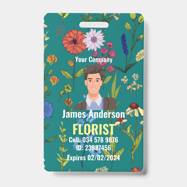 Crachá de ID Personalizado para Florista (Frente)