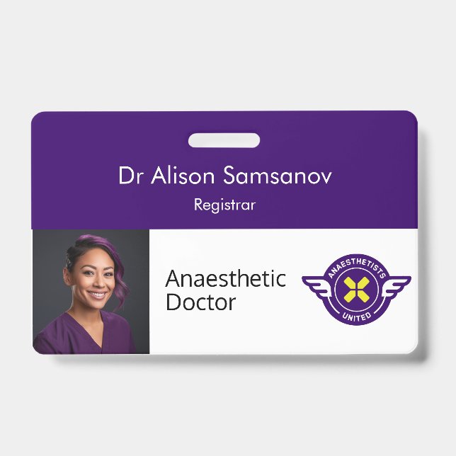 Crachá de ID personalizável com fotografia (Frente)