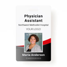 Crachá de ID preto e vermelho para funcionários pr