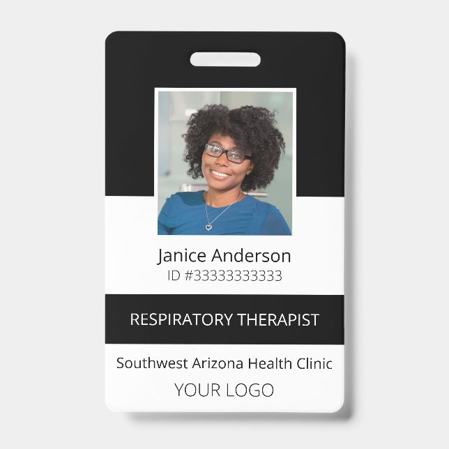 Crachá de ID Preto para Funcionário da Foto Profis (Frente)