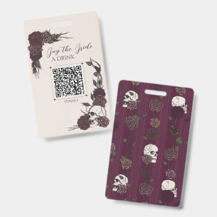 Crachá de ID QR para Bebida Caveira Marfim e Burgu