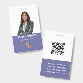 Crachá de ID Roxo de Código QR de Logotipo de Foto