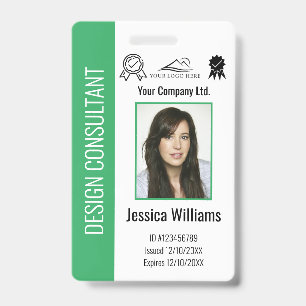 Crachá de ID Verde Personalizado para Funcionário 
