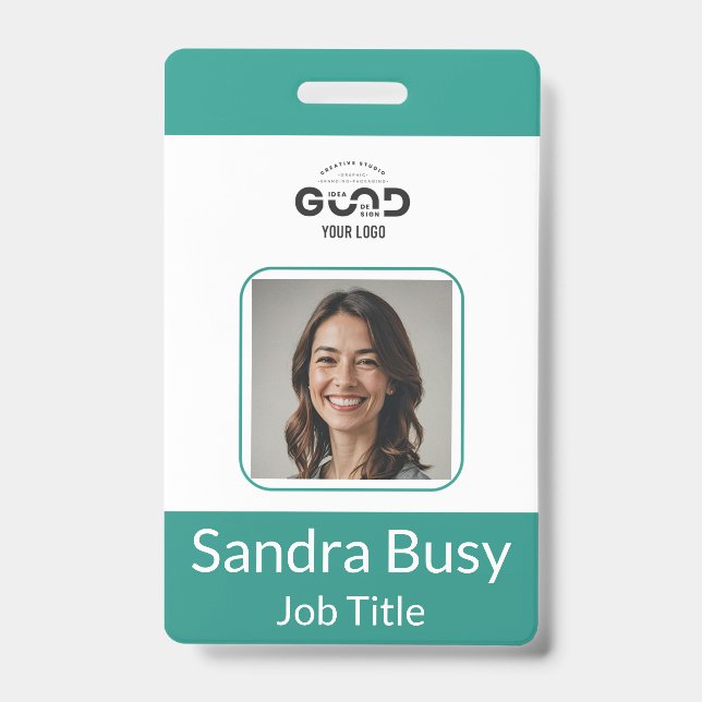 Crachá de ID Vertical da Empresa | Personalizável (Frente)