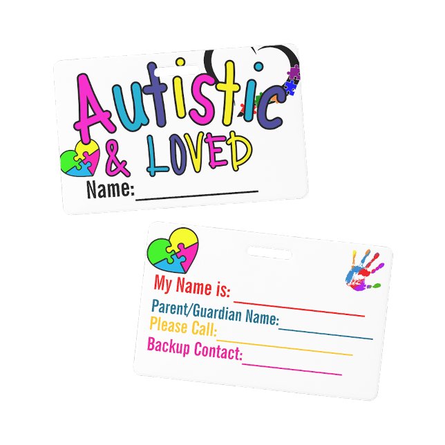Crachá de Identificação Alerta de Autismo (Autism Alert Id Name Badge)