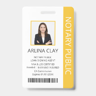 Crachá de identificação amarelo de agente de assin