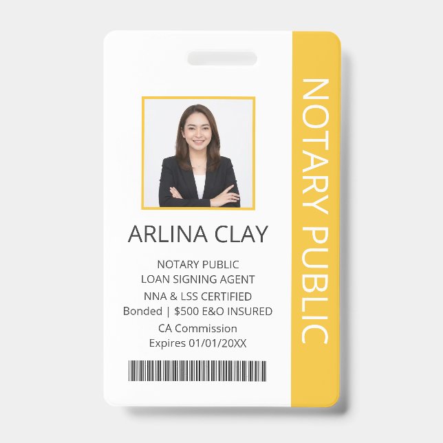 Crachá de identificação amarelo de agente de assin (Frente)