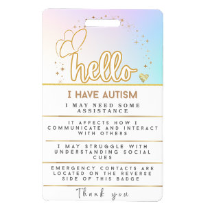 Crachá de Identificação Autista Alerta de Autismo