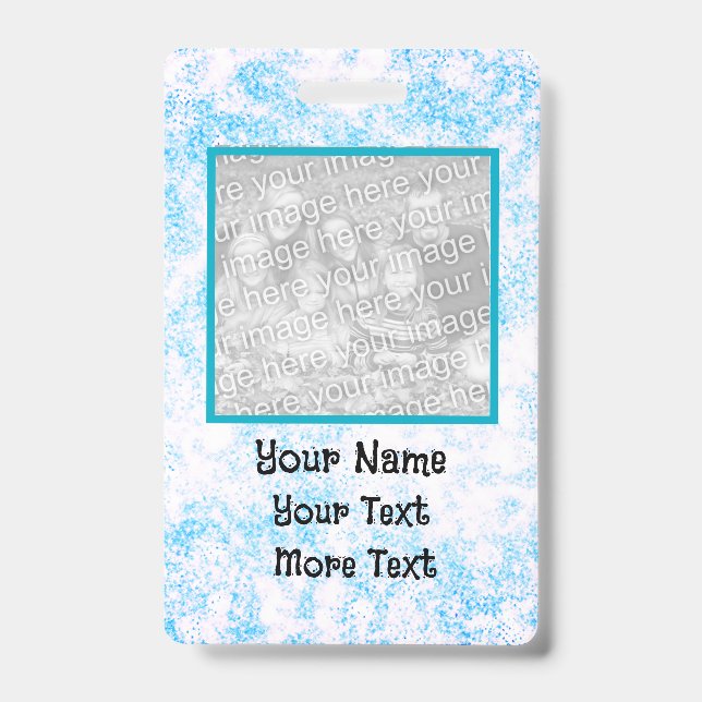 Crachá de identificação azul com foto (Frente)