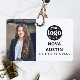 Crachá de Identificação Branco com Código QR e Log