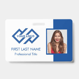 Crachá de identificação com foto de logotipo azul 