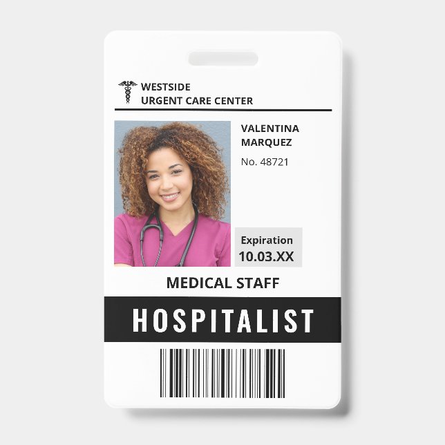 Crachá de Identificação com Foto do Médico Hospita (Frente)