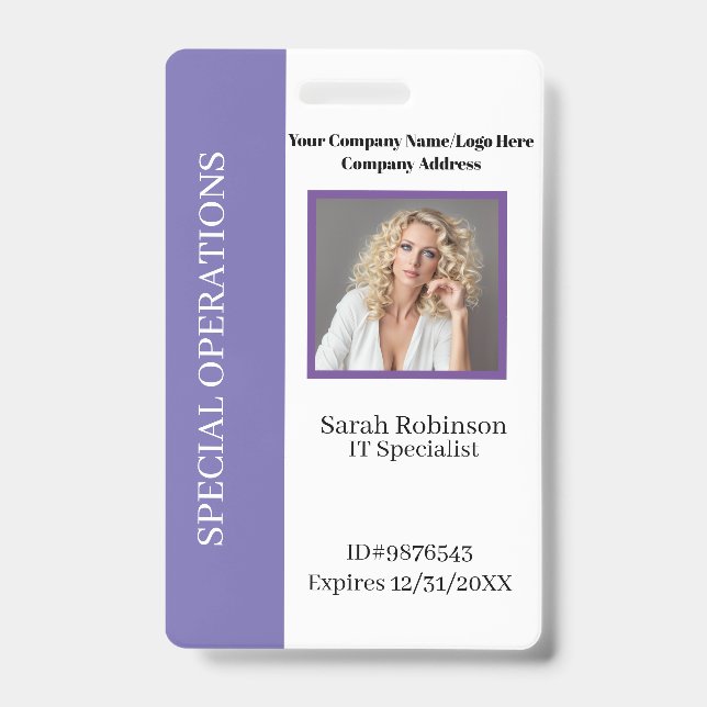 Crachá de identificação da empresa com código de b (Frente)