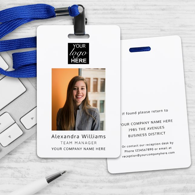 Crachá de identificação da empresa Segurança (Custom business square your logo here employee photo id security badge modern professional )