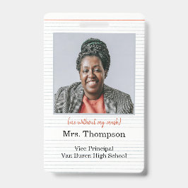 Crachá de identificação de administrador de volta 