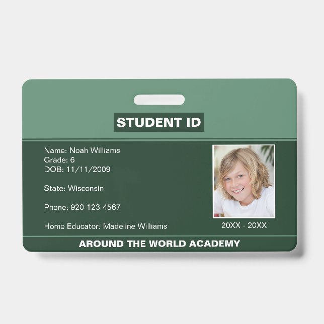 Crachá de Identificação de Aluno de Ensino Domicil (Frente)