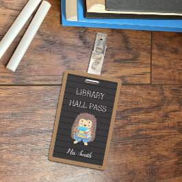 Crachá de Identificação de Biblioteca com Letreiro