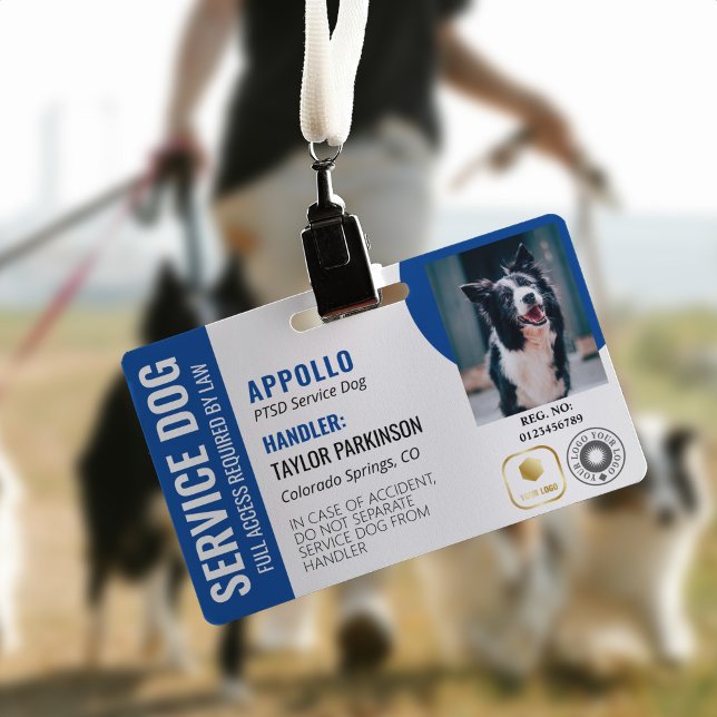 Crachá de Identificação de Cão de Serviço Azul Bra (Criador carregado)