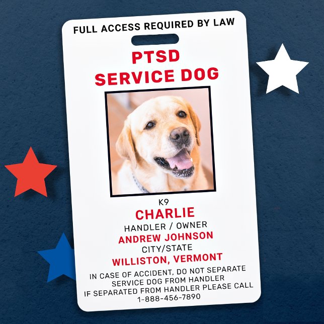 Crachá de Identificação de Cão de Serviço para PTS (Criador carregado)