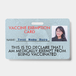 Crachá de identificação de cartão de isenção de va