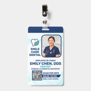 Crachá de Identificação de Dentista Foto Código QR