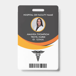 Crachá de identificação de enfermeira de design gr