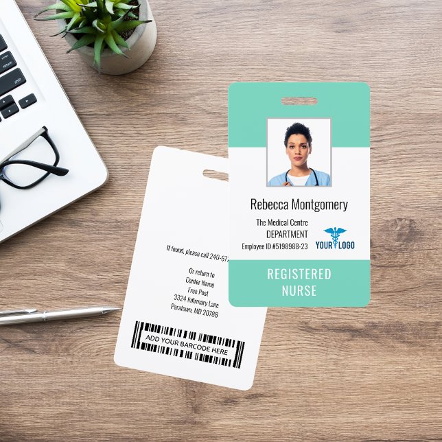 Crachá de Identificação de Enfermeira Funcionária  (Medical Center Employee Nurse Photo ID Badge)